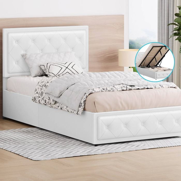 ALFORDSON Bed Frame Gas Lift Storage King Single