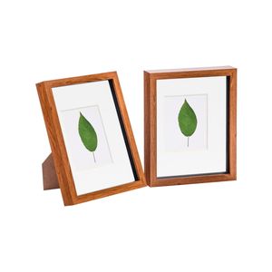 Nicola Spring Acrylic 3D Box Photo Frames with 4" x 6" Mounts - 8" x 10"  - Dark Wood - Pack of 2
