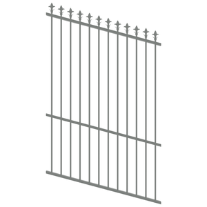ProtectorAl 0350-1200W x 1800H Palladium Silver Spear Top Pool Fence Panel Raked Up to 15º
