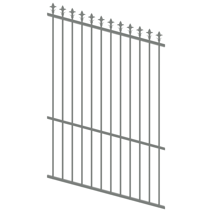 ProtectorAl 0350-1200W x 1800H Palladium Silver Spear Top Pool Fence Panel Raked Up to 15º