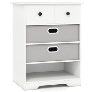 Costway 4-drawer Dresser Storage Organizer Nightstand Bedside Table White