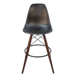 Sk Designer Living | Replica Eames Dsw Stool | Plastic & Walnut - Black