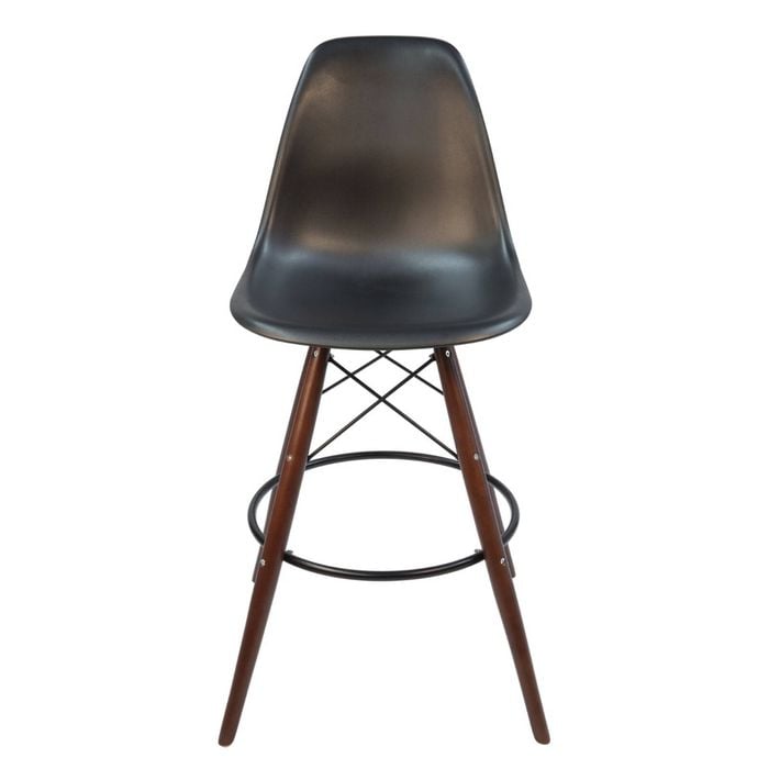 Sk Designer Living | Replica Eames Dsw Stool | Plastic & Walnut - Black