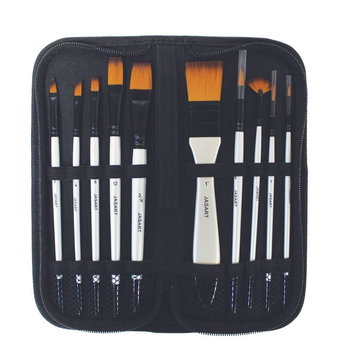 Jasart 10 Piece Short Handle Brush Wallet