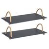 Argon Tableware Serving Tray with Rope Handles - 40 x 20cm Set of 2 Natural Slate Serving Platter Tray Bread Cheese Board