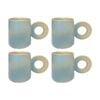 4PK KAS Australia Lamu Mug Handcrafted Stoneware 250 mL Sculptural Handle Blue