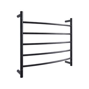 Barelli Black Matte 5 Bar Round Curved Heated Towel Rail - Black