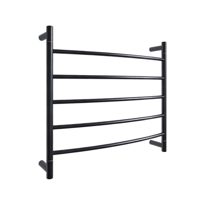 Barelli Black Matte 5 Bar Round Curved Heated Towel Rail - Black