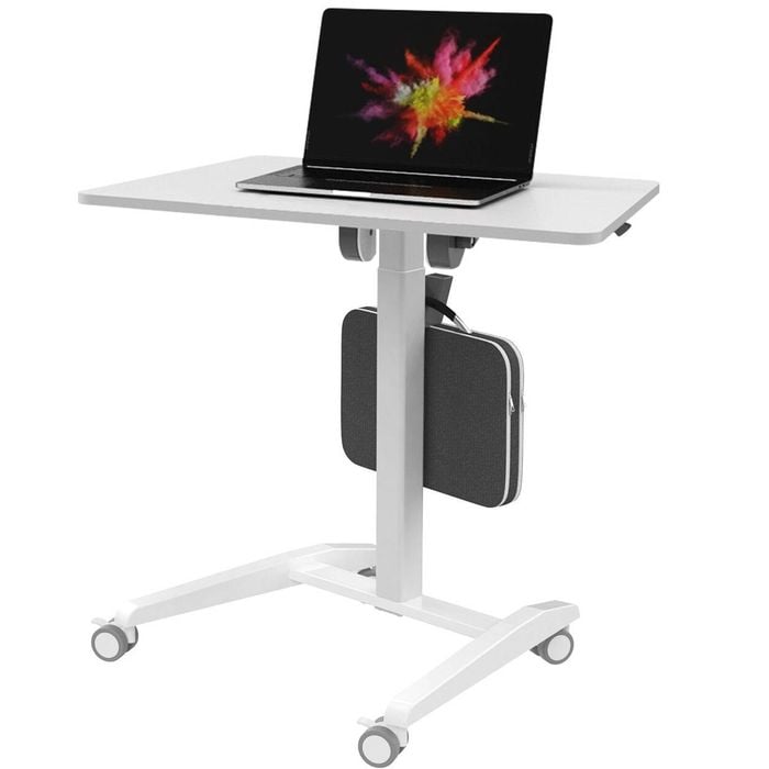 Altus Mobile Sit Stand Desk Laptop Table Adjustable Height Office Workstation - White