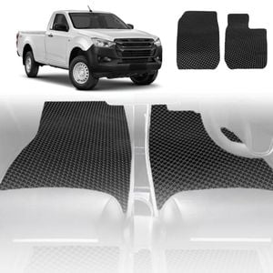 6D Diamond Car Floor Mats for Isuzu D-Max Single Cab 2012-2020-Front Set-Black-Outback GT