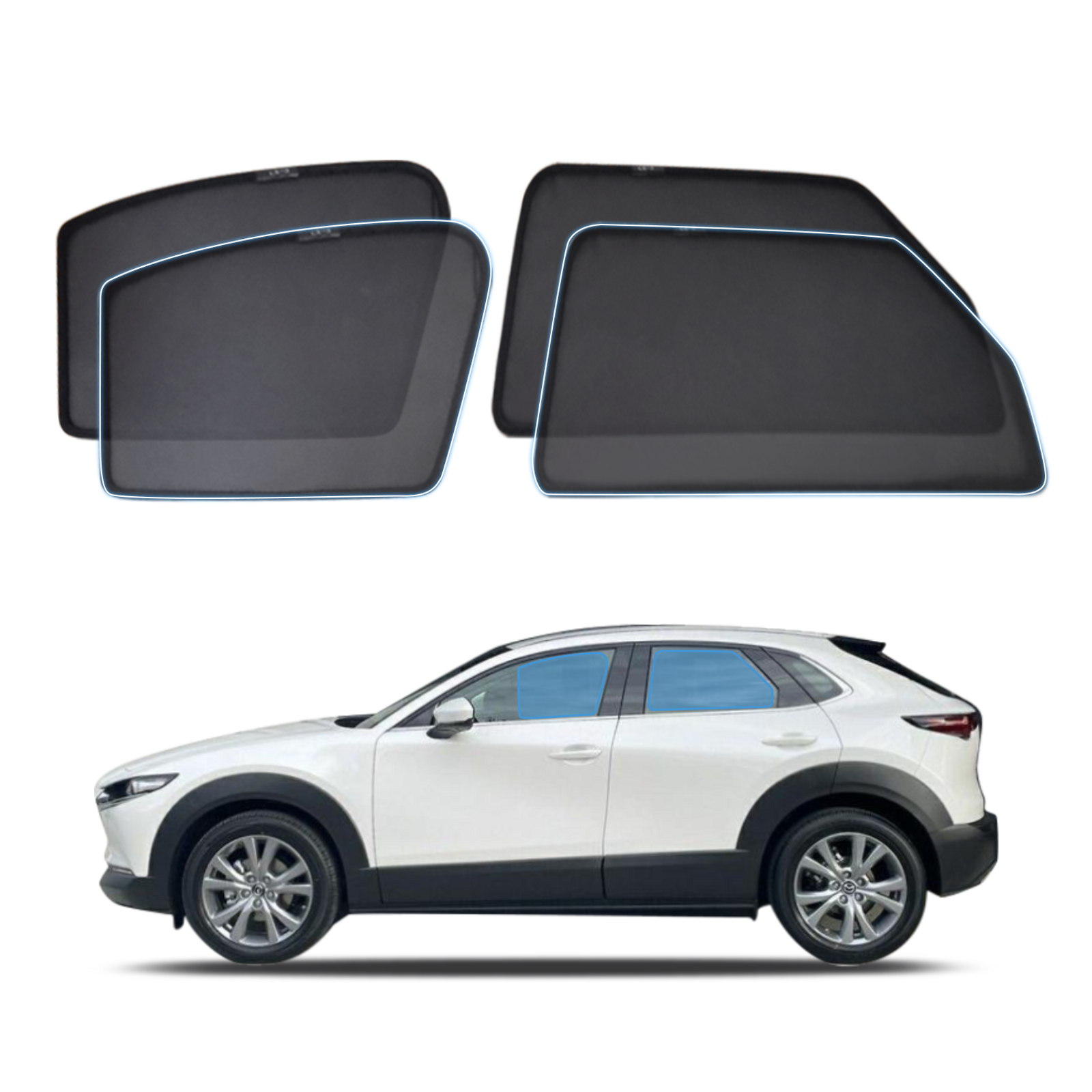 AUSGO Magnetic Window Sun Shade for Mazda CX-30 CX30 2019-Onwards 4-piece Set Car Shades