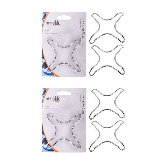 2x 2pc Appetito Durable Chrome Metal Sturdy Gas Stove Ring Reducer 12.5cm