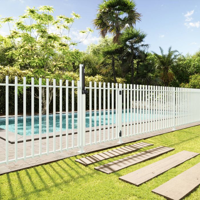ProtectorAl 975 W x 1200mm H Surfmist Aluminium Batten Pool Gate ...