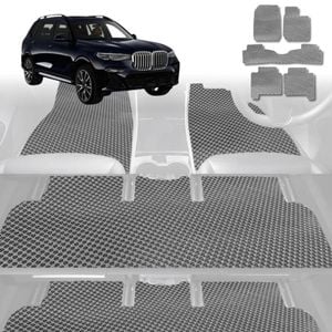 6D Diamond Car Floor Mats for BMW X7 2019-Current-Ultimate Set-Grey-Outback GT