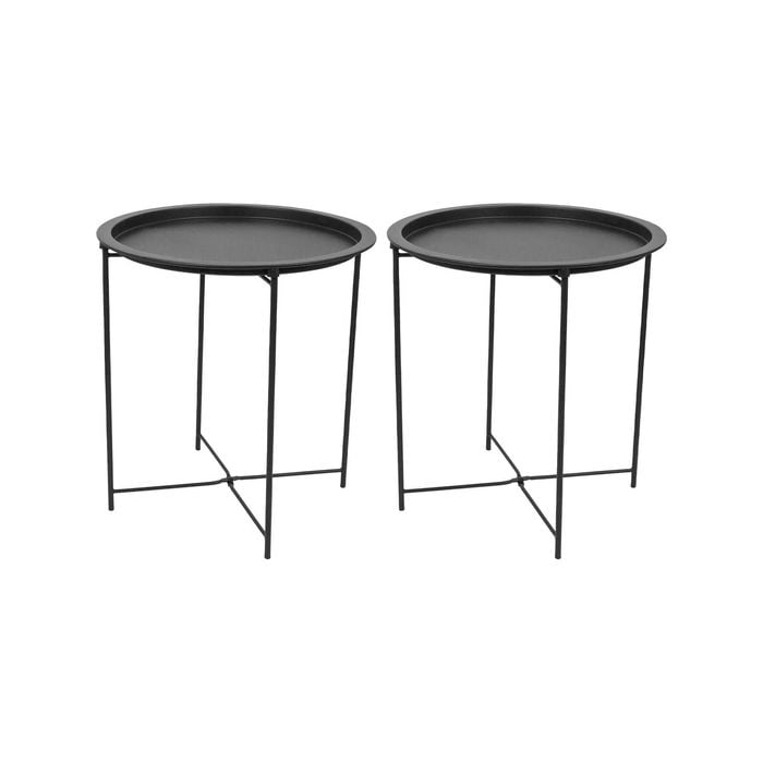 Harbour Housewares Round Steel Tray Tables - Pack of 2