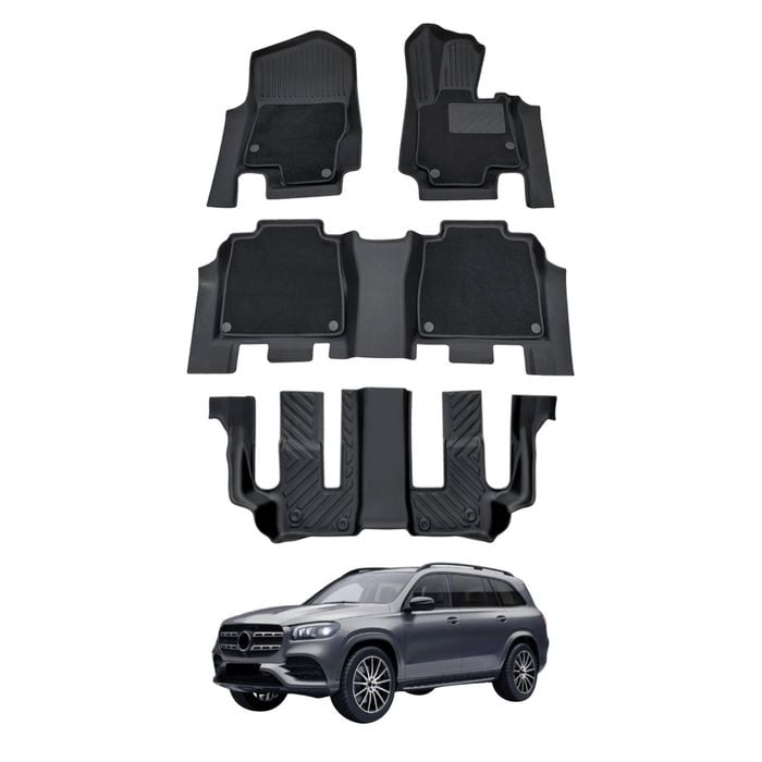 AUSGO 3-Row Set Double-Layer Car Floor Mats for Mercedes-Benz GLS-Class GLS Class X167 2019-Onwards Floor Liners