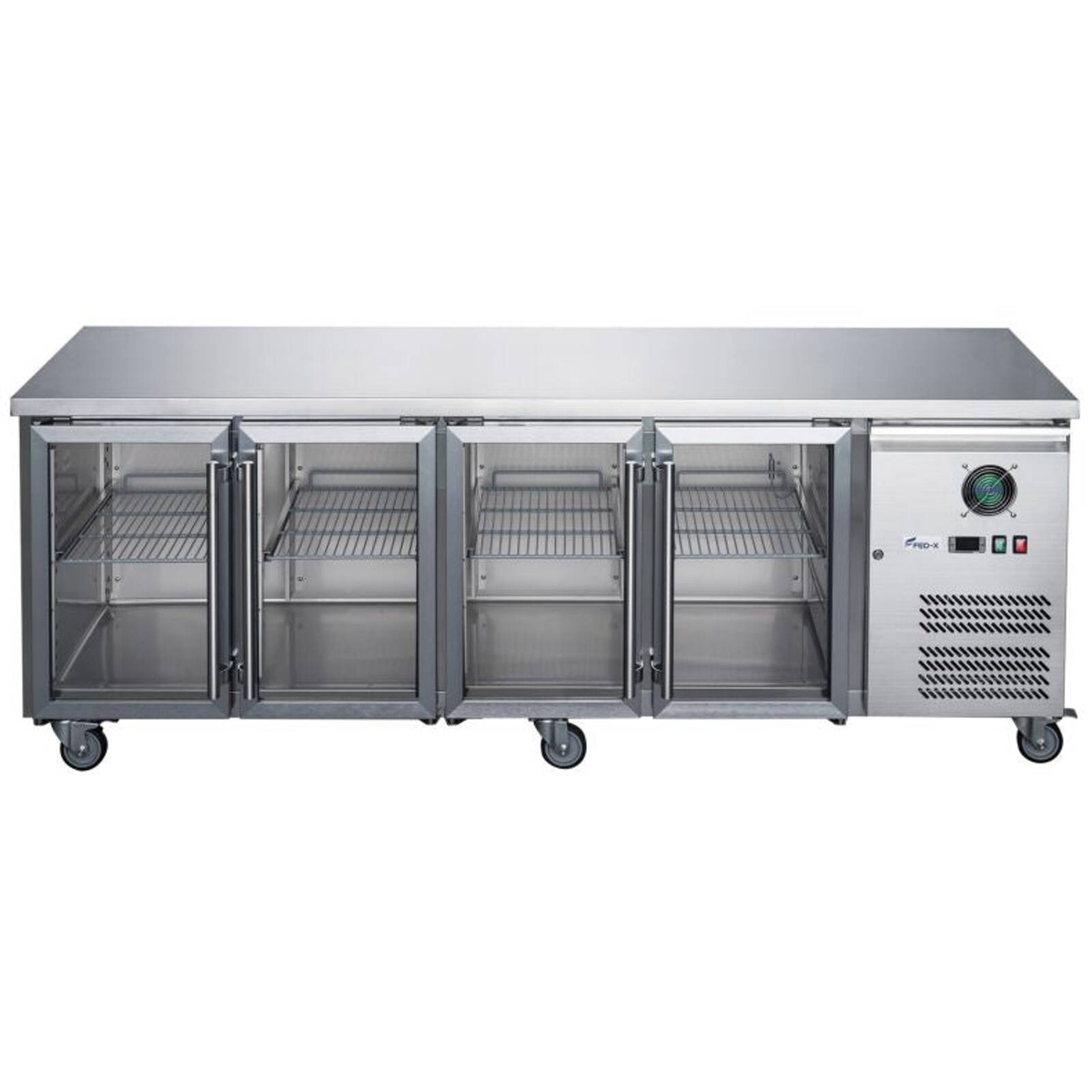 FED-X Stainless Steel Four Glass Door Under Bench Fridge 414.9L ...
