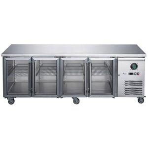 FED-X Stainless Steel Four Glass Door Under Bench Fridge 414.9L XUB7C22G4V