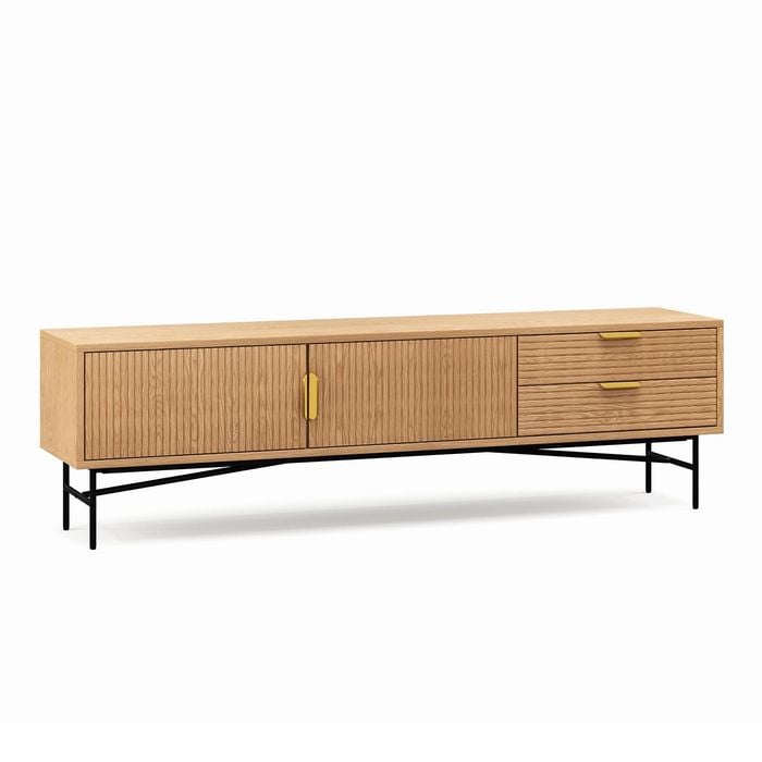 Kina 180cm Natural Oak Ripple Slatted TV Entertainment Unit