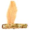 1920s FLAPPER HEADBAND Headpiece Feather Sequin Charleston Costume Gatsby Dance Gold/Orange