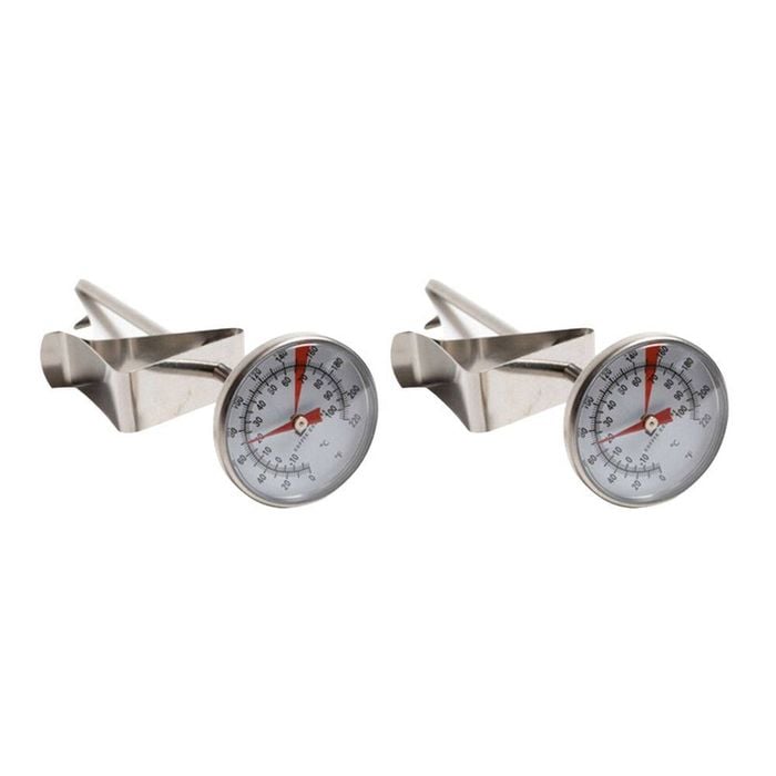 2PK Coffee Culture Stainless Steel Milk Jug Thermometer w/ Clip 13cm Silver
