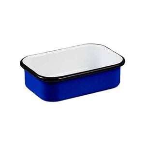Urban Style Enamelware Multipurpose 14.5cm Rectangle Tray w/ Black Rim Blue