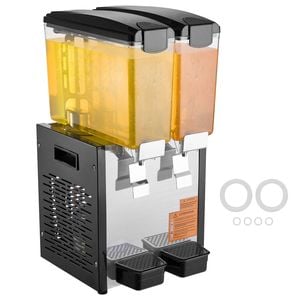 VEVOR Commercial Beverage Dispenser Silver 10L x 2 Tanks Cold Juice Ice Drink