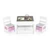 Costway Kids Table and Chairs Set Study Desk w/Storage Box Grey