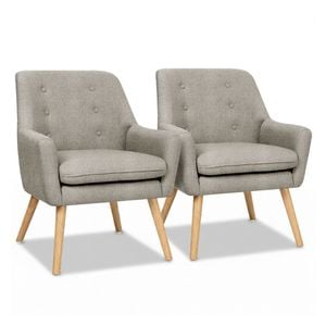 Artiss 2X Armchair Lounge Chair Accent Tub Chair Beige ANNE