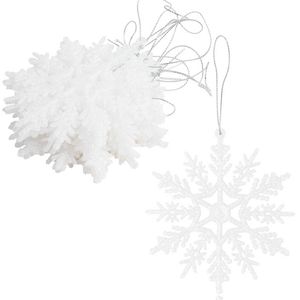 Catzon 12Pcs Christmas Snowflake Hanging Decor for Xmas Trees-White