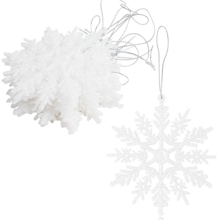 Catzon 12Pcs Christmas Snowflake Hanging Decor for Xmas Trees-White