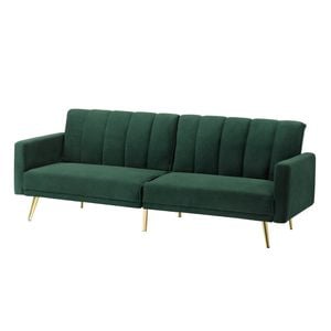 Oikiture 3 Seater Sofa Bed Lounge Velvet Green