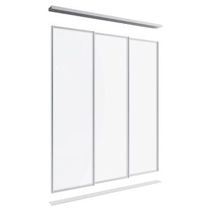 Lugna 2100 x 1800mm Clear Anodised Optiglass Panels Wardrobe Triple Sliding Doors
