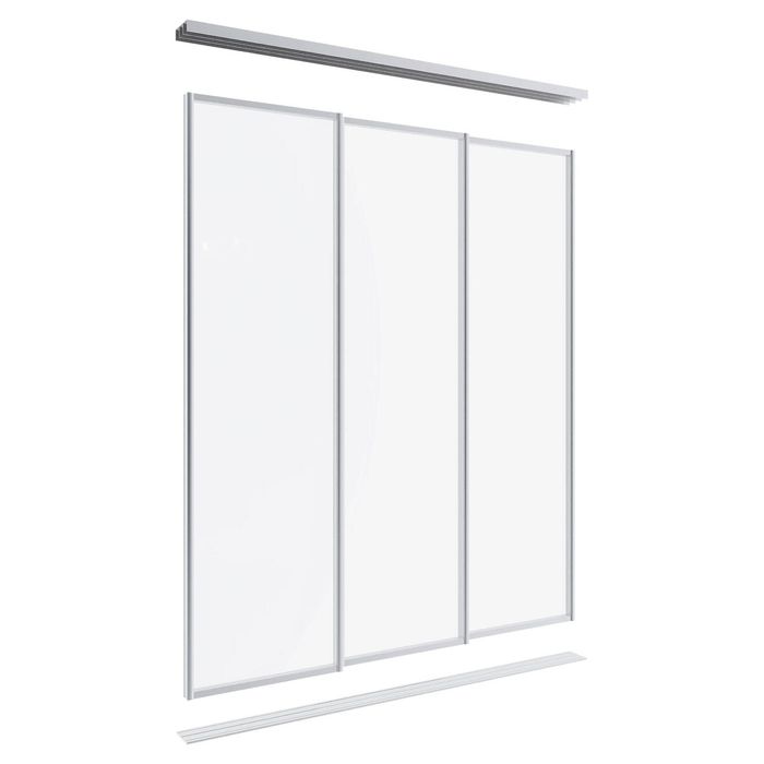 Lugna 2100 x 1800mm Clear Anodised Optiglass Panels Wardrobe Triple Sliding Doors