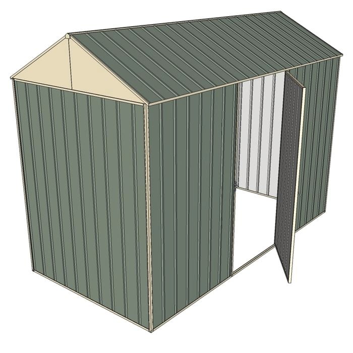 Build-a-Shed 1.5 x 3 x 2.3m Single Hinged Side Door Gable Shed - Green