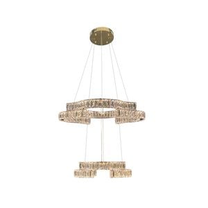 Element Lighting JENGA 2 Tier Crystal Pendant Tri-colour LED (Gold)