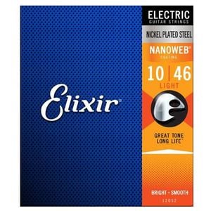 Elixir #12052 Electric Guitar Strings Nanoweb Steel 10-46 Light