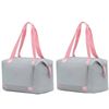 2x Tosca Lightweight Foldable & Expandable Flight Travel Tote Bag Grey/Pink