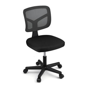 Artiss Armless Office Chair Mesh Swivel Home Desk Chair Small Space Black