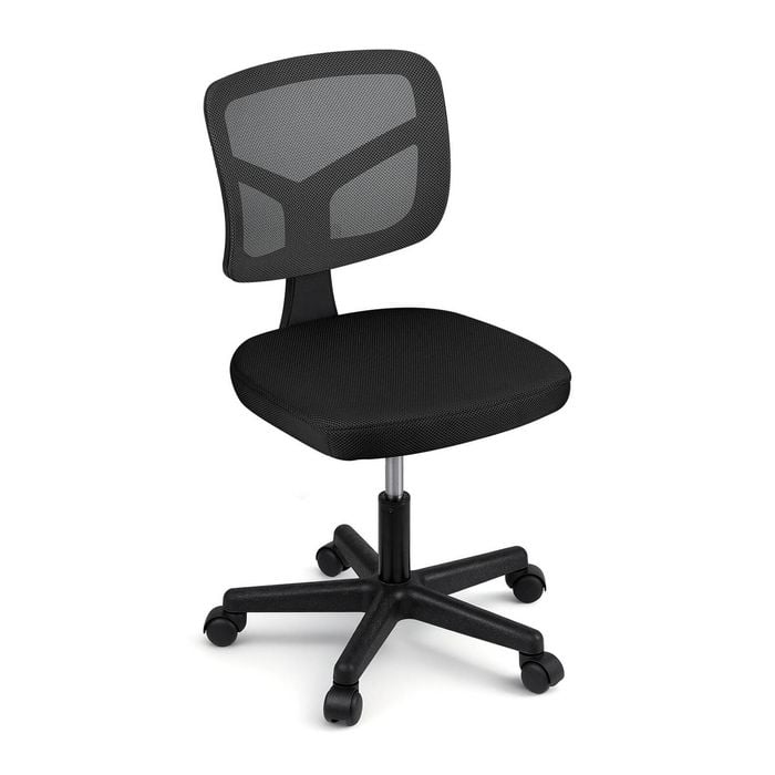 Artiss Armless Office Chair Mesh Swivel Home Desk Chair Small Space Black