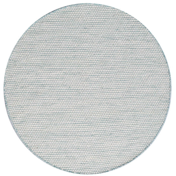 Handwoven Boondi Wool Rug-Ivory/Aqua-120x120cm