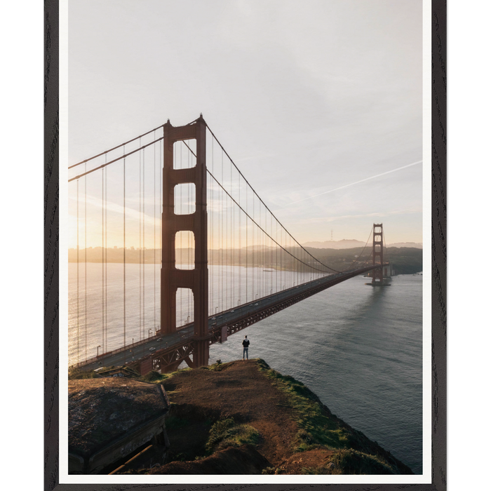 Galrie Golden Gate Bridge at Sunset - Captivating Landscape Art Photography Print, Black Frame, 50 x 70cm (20 x 28inch)