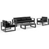 Santorini 3+1+1 Aluminium Lounge Setting Charcoal With Coffee Table & Denim Grey Cushions