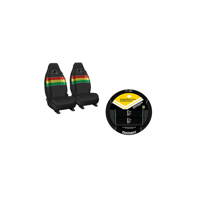 Penrith Panthers Official Nrl Seat Cover And Steering Wheel Cover Combo