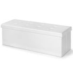 Costway 114cm Storage Ottoman Foldable Shoe Bench White