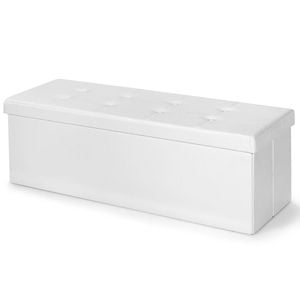 Costway 114cm Storage Ottoman Foldable Shoe Bench White