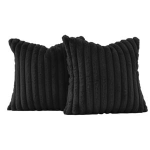 Gioia Casa Faux Fur European Pillowcases - Black, 65x65cm