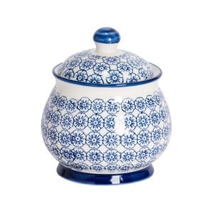 Nicola Spring Hand Printed Sugar Bowl - Ceramic Porcelain Tea Coffee Kitchen Container - 10.5cm