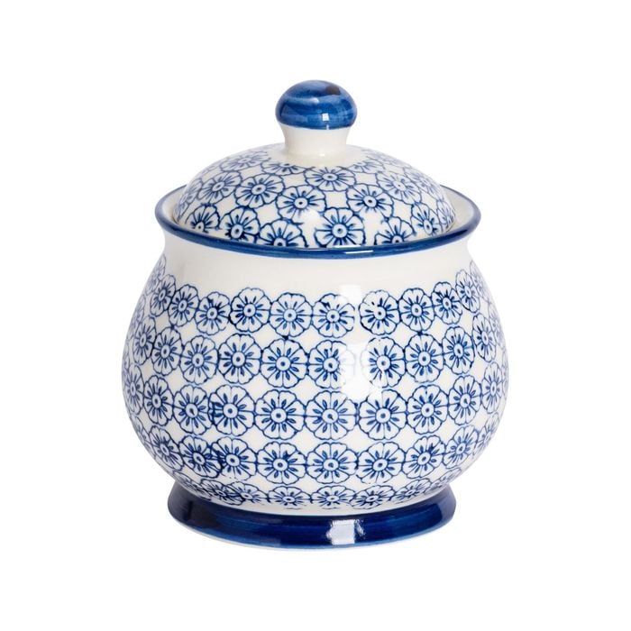 Nicola Spring Hand Printed Sugar Bowl - Ceramic Porcelain Tea Coffee Kitchen Container - 10.5cm