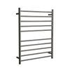 Hotwire 130W 900 x 700mm Brushed Nickel 10 Bar Flat Round Heated Towel Rail with Timer